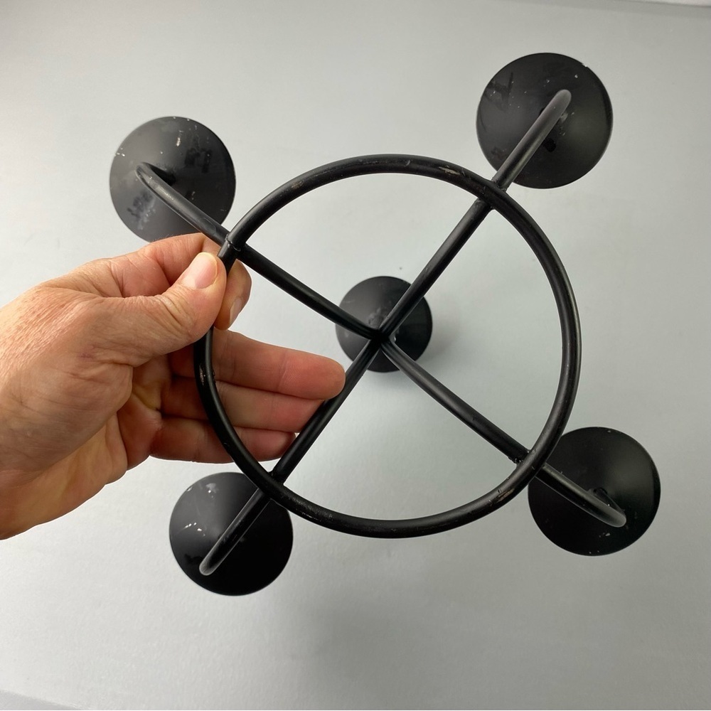 5 Arm Black Metal Taper Centerpiece Candleholder - Picture 4 of 6